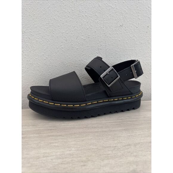 Dr. Martens Women Sz 8 Voss Mono Hydro BLACK Leather Sandals - Picture 5 of 13